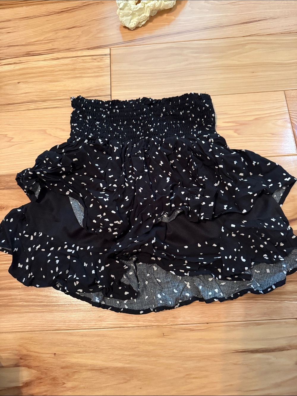 Altar'd State Black Mini Skirt with White Confetti Print